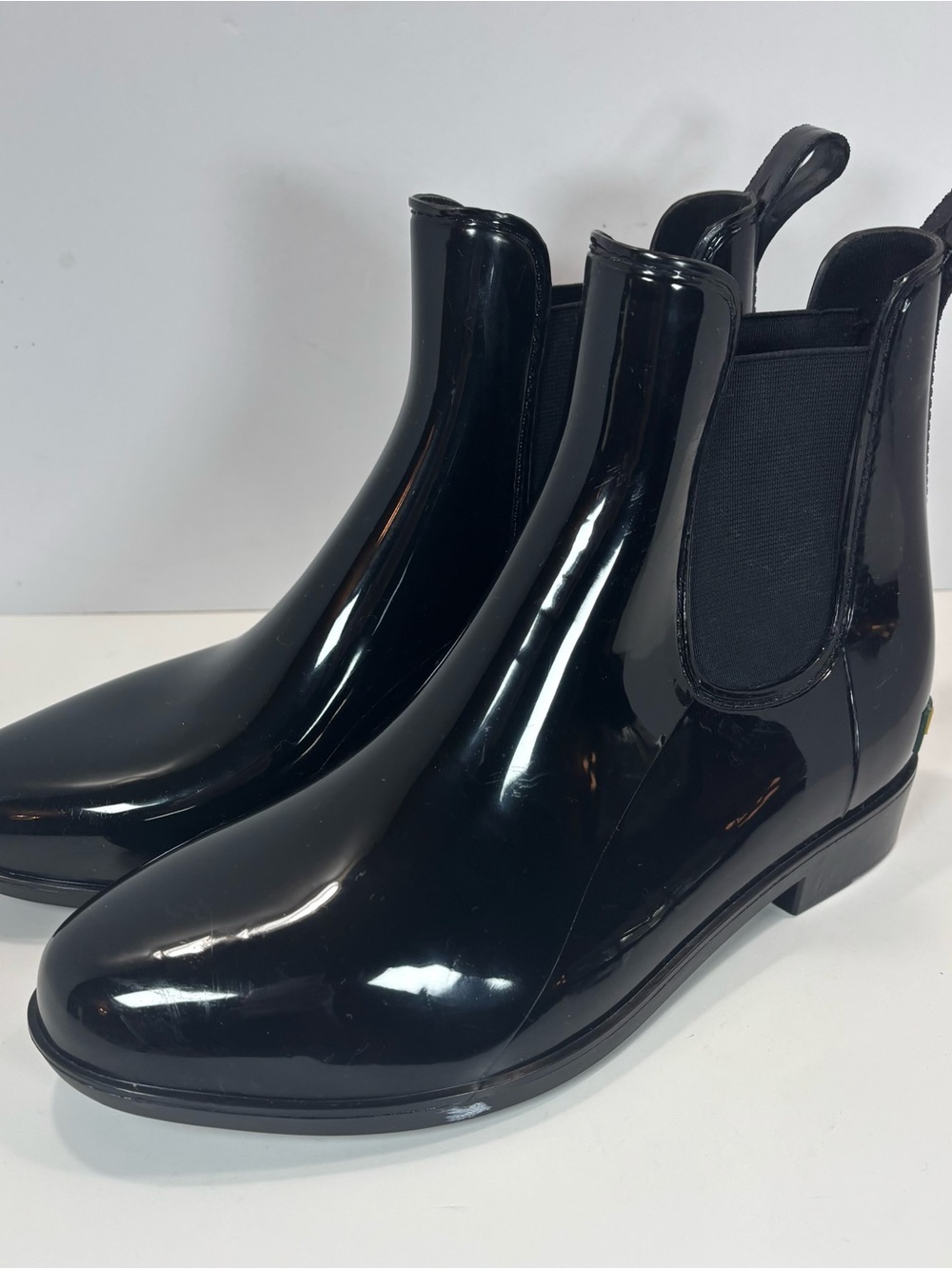 Ralph Lauren Tally Rubber-Bo-Rain Boots Black Pull-On Rubber Chelsea Black 7 B